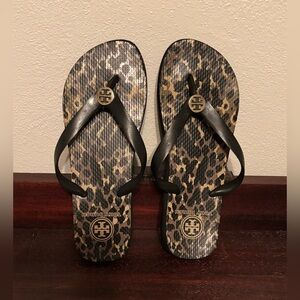 Tory Burch Black and Brown Women's Flip Flops